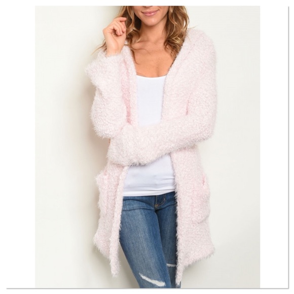 LAST 2 Pink Popcorn Fuzzy Knit Cardigan - Picture 2 of 3